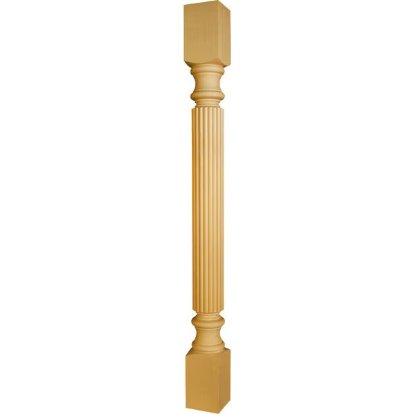 40 1/2 x 3 1/2 Reeded Bar Top Island Leg in Hard Maple, Osborne Wood Products, Mfr#: 1556HM